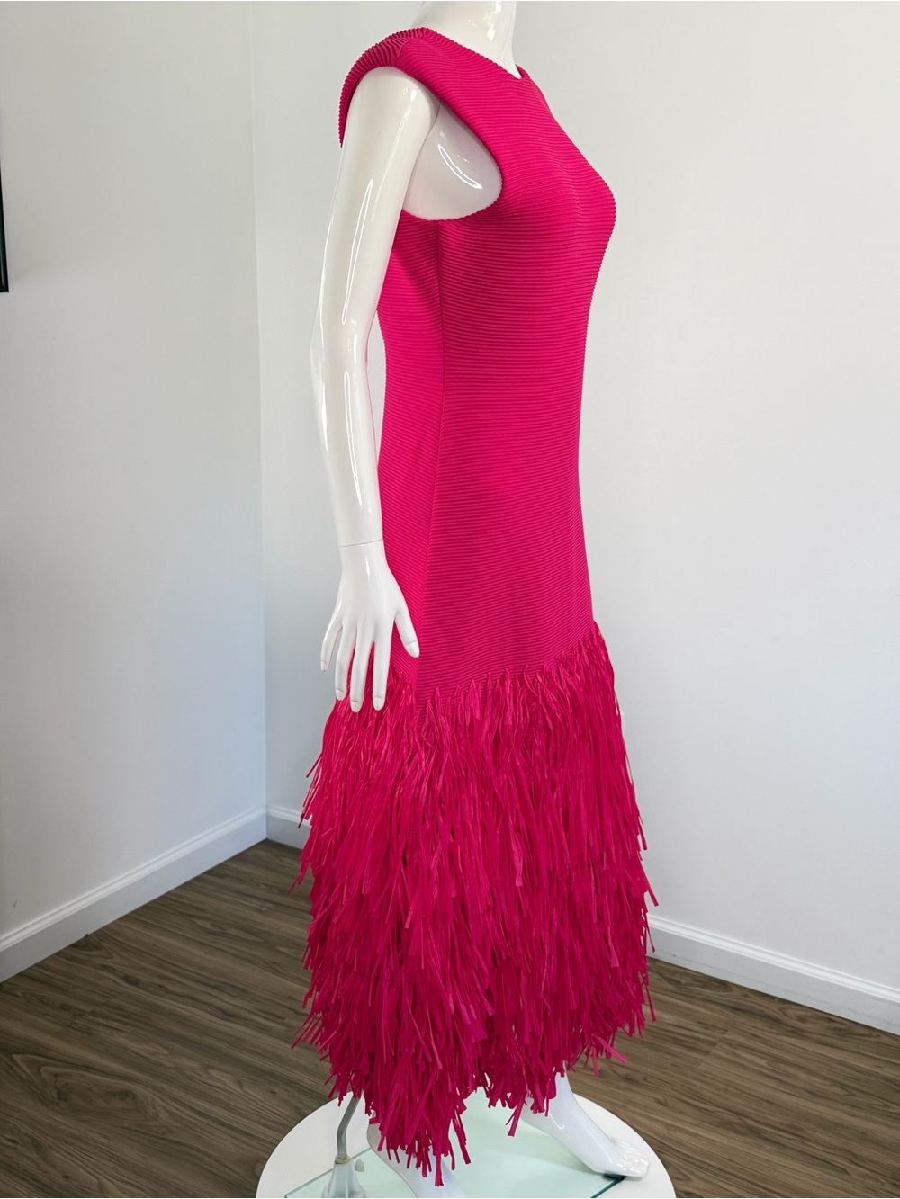 Aje Rushes Raffia Midi Dress Pink Large NWT RARE - Picture 7 of 13